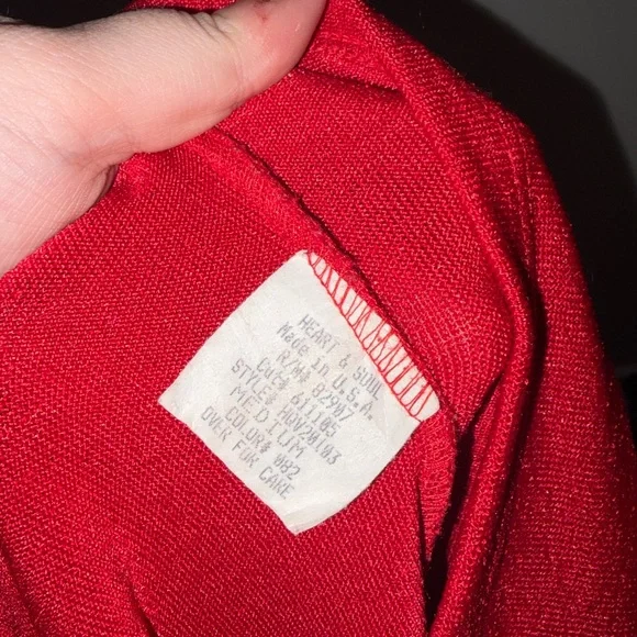 Heart Soul vintage red y2k cowl neck stretchy blouse USA juniors M slit sleeves - Picture 3 of 4